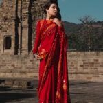 Yellow & Red Bandhani Saree with Backless Blouse